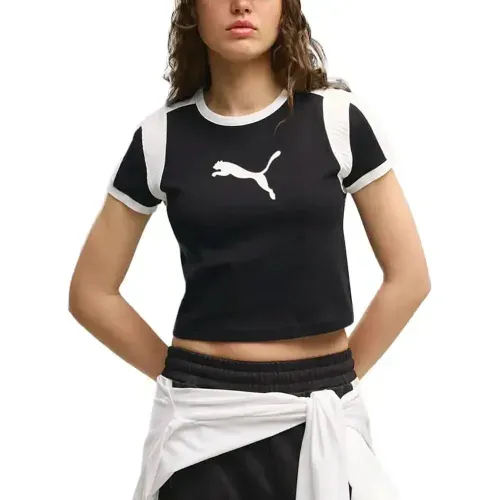 Remera Puma Graphic Ringer Baby Negra