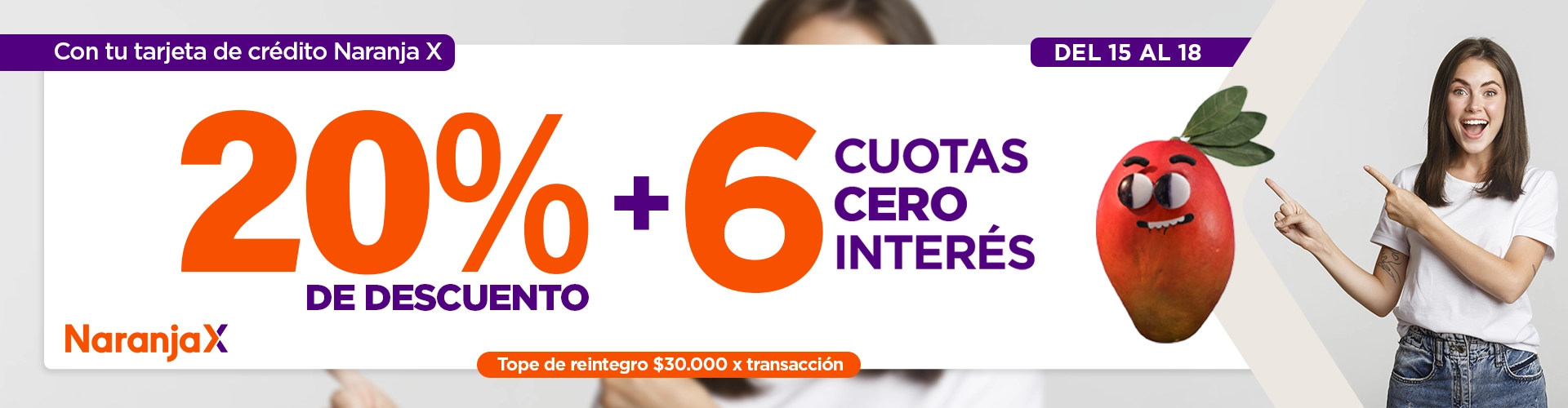 Naranja X - 6 cuotas cero interés + 20% OFF